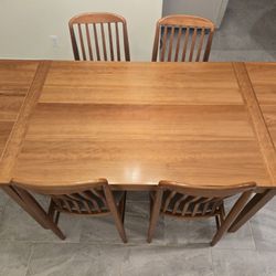 Vintage Danish Expandable Dining Table by Ansager Møbler + Chairs