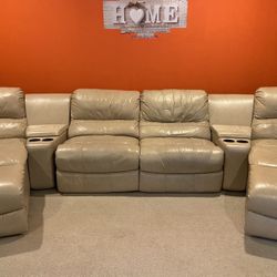 Taupe Leather Sectional Sofa 