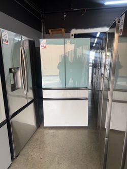 Samsung Refurbished Bespoke 23 Cu Ft Counter Depth Four Door refrigerator - White Glass & Morning Blue Glass ‼️