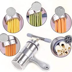 Stainless Steel Manual Noodles Press Machine Pasta Maker with 5 Noodle Molds