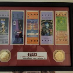 49ers 5x Superbowl Framed Suberbowl Winning Tickets 