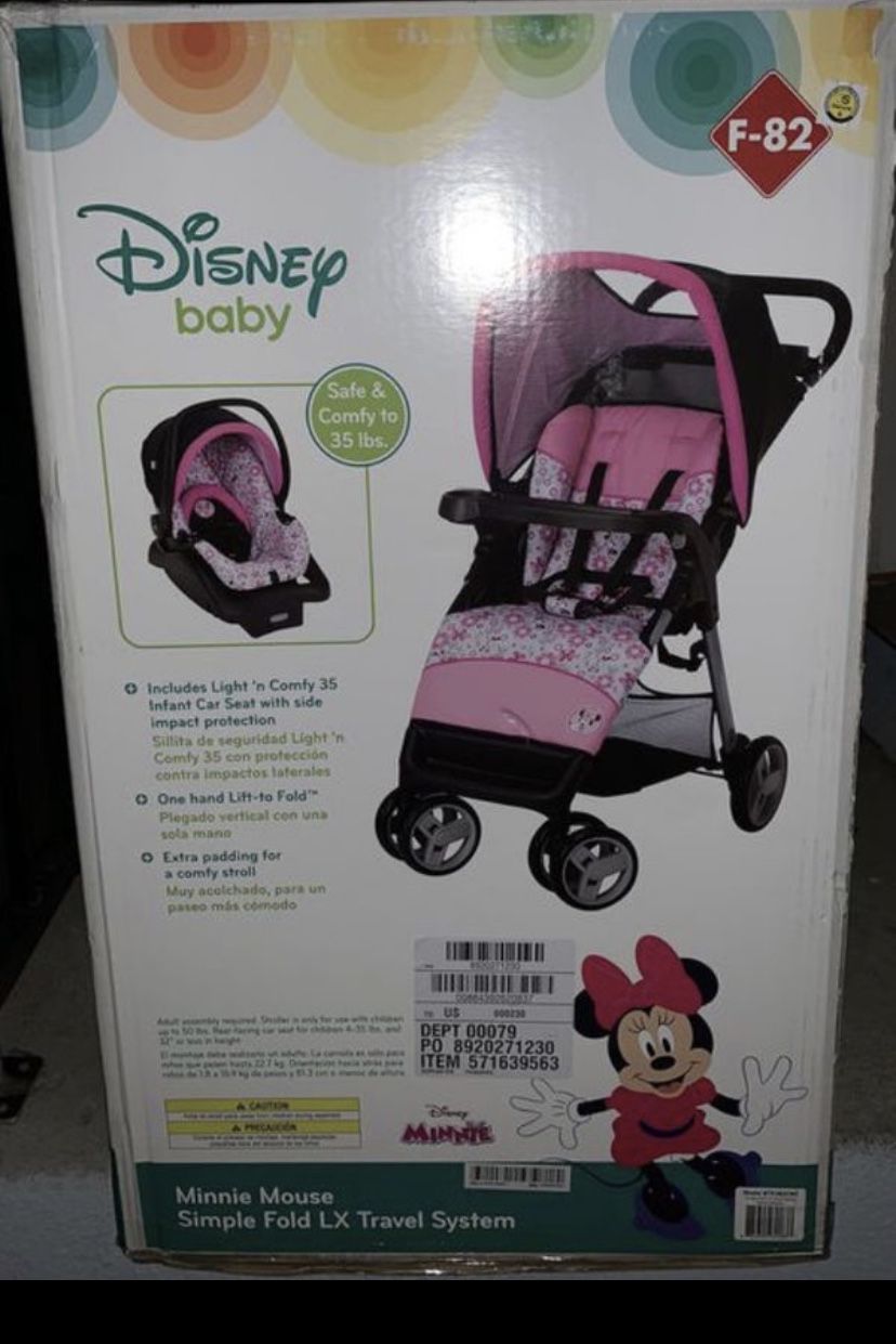 New Minnie travel system car seat and stroller