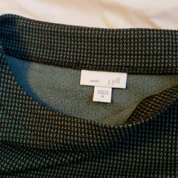 J.Jill Ponte Green & Black Boat-neck Tunic with 3/4 Sleeves Size: M