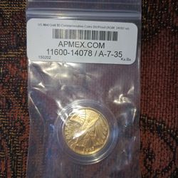 1987 $5 Commemorative Constitution Proof Gold Coin, Pure