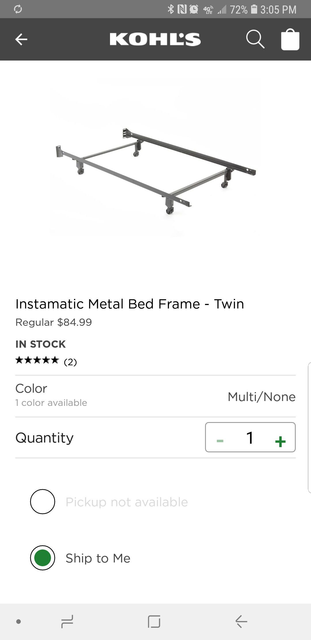 Instamatic Twin Metal Bed Frame