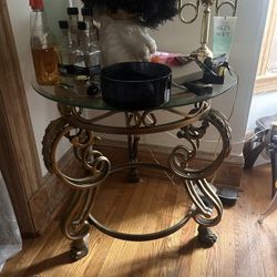 Antique Painted Gold End Table $150