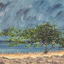 Storm Rolling In - Acrylic Seascape Painting by Deb Bossert Artworks, 5" x 7"