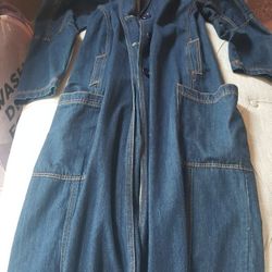 Ladies Long Denim Trench Coat 