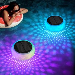 New Solar Floating Pool Lights (2-Pack) - RGB Color Changing