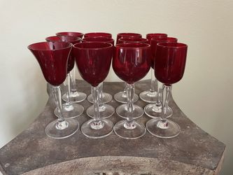 12 Red Cordial Glasses