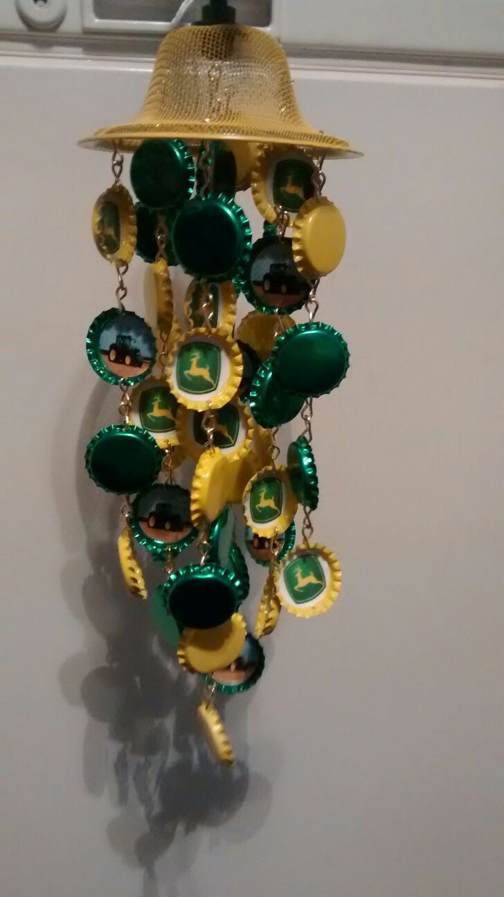John Deere bottle cap wind chime