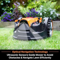 LawnMaster OcuMow Perimeter Wire Free Robot Lawn Mower Cuts Small Lawns 1000-2000 Square Feet with Optical Navigation, Obstacle Avoidance, Low Noise a