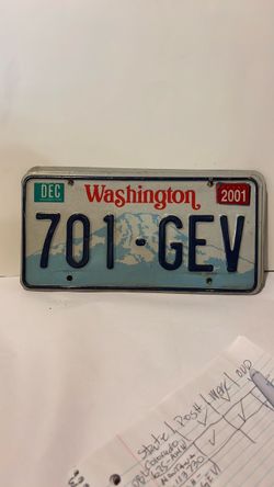 Washington State License Plate 701-GEV