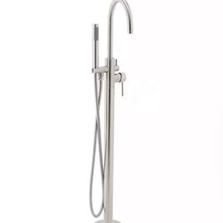 Brushed nickel tub filler