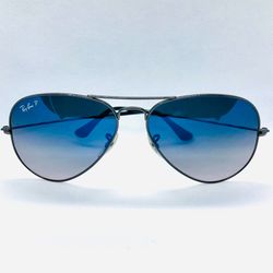 Ray Ban Aviator Sunglasses Silver With Blue Gradient Lenses Sunglasses