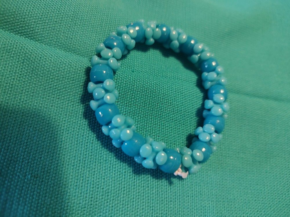 New Stretch Bracelet With Turquoise Tribeads And Pony Beads 