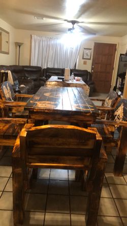 Meza Nueva De Madera 6sillas Color Vino Pick Up Only 