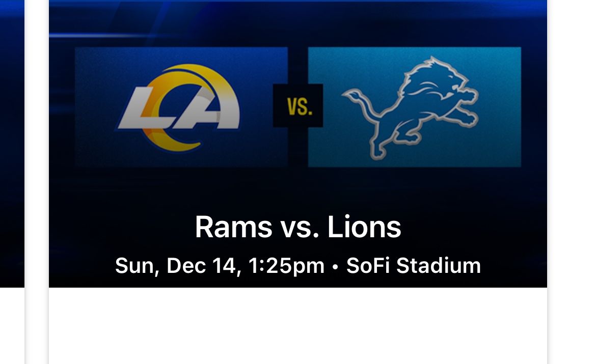 Rams Vs lions Section 204 Best Offer