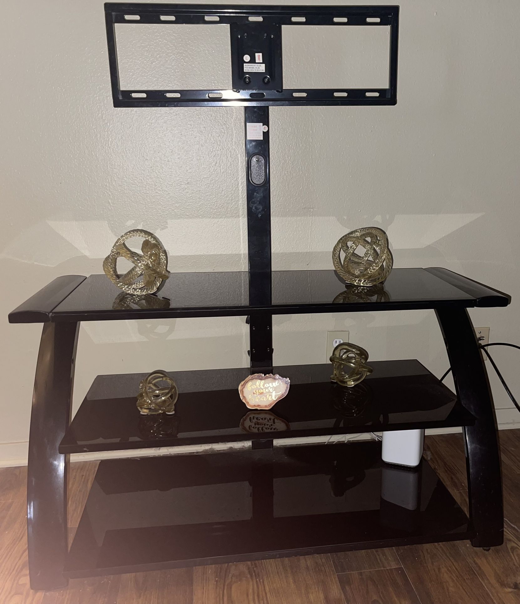 Glass and Iron TV Stand with TV Mount