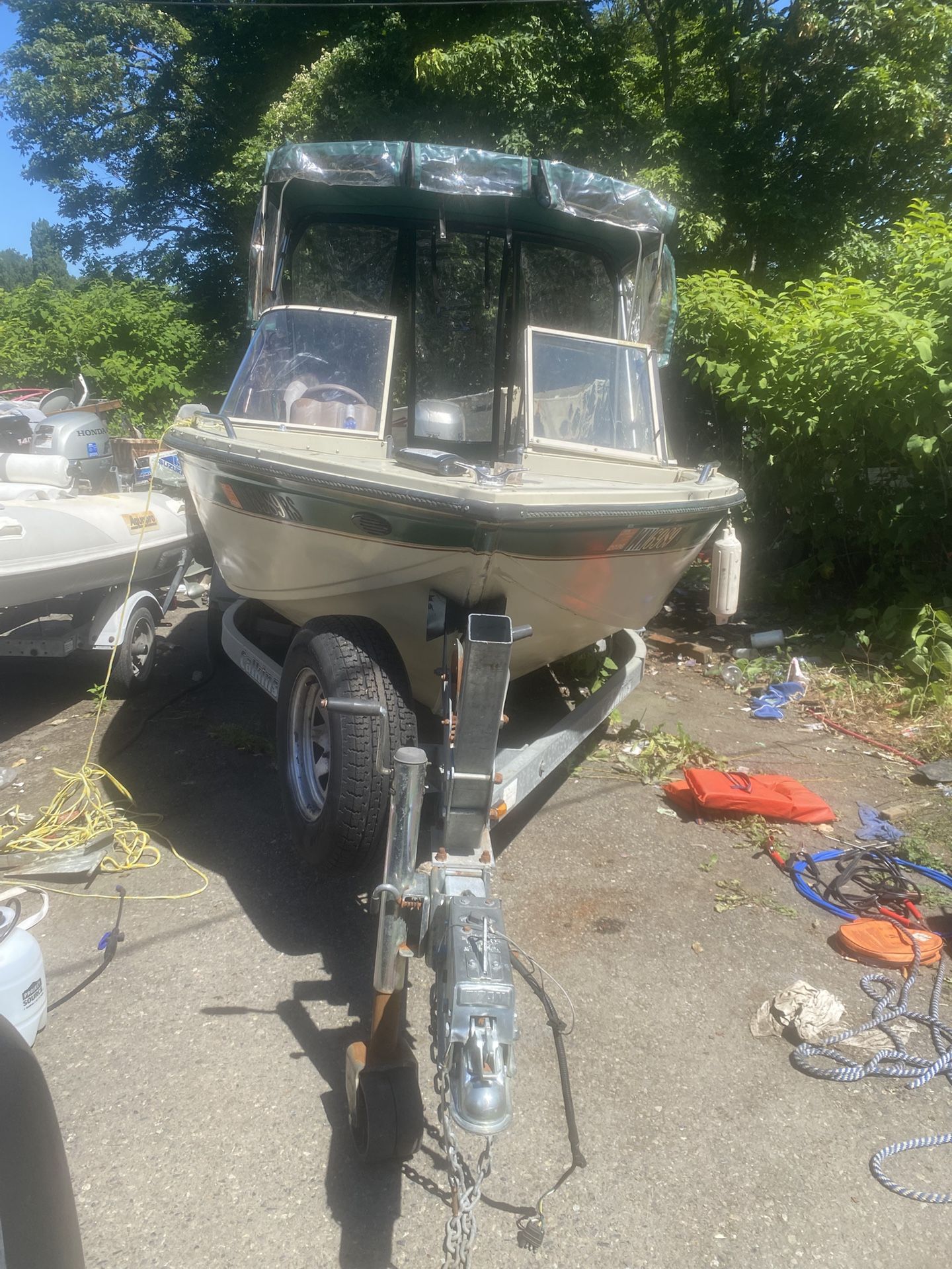 18 Feet Crestliner Aluminum Boat Motor and Trailer 