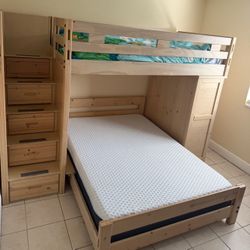 Twin Over Full Bunk Bed W/ Table And Stairs With Drawers