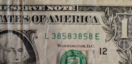 Fancy serial number US One Dollar Bill Federal Reserve Note