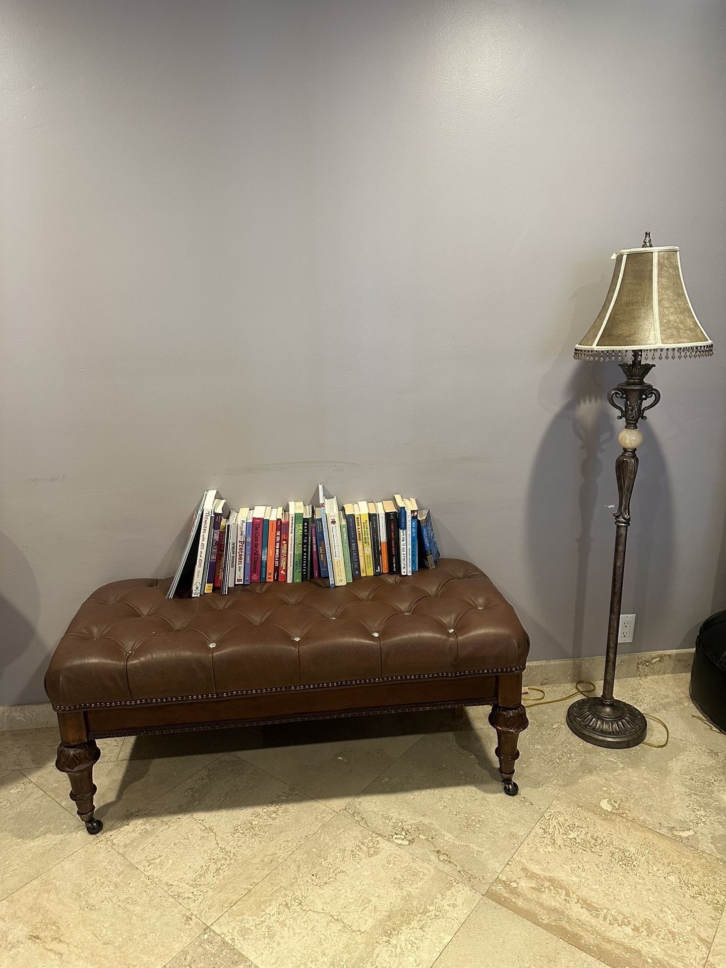 Brown Leather Coffee Table