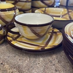 Vintage 1950’s Organdie hand painted vernonware dishes