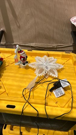 Lighted Snowflake Christmas Tree Topper and wall light Santa