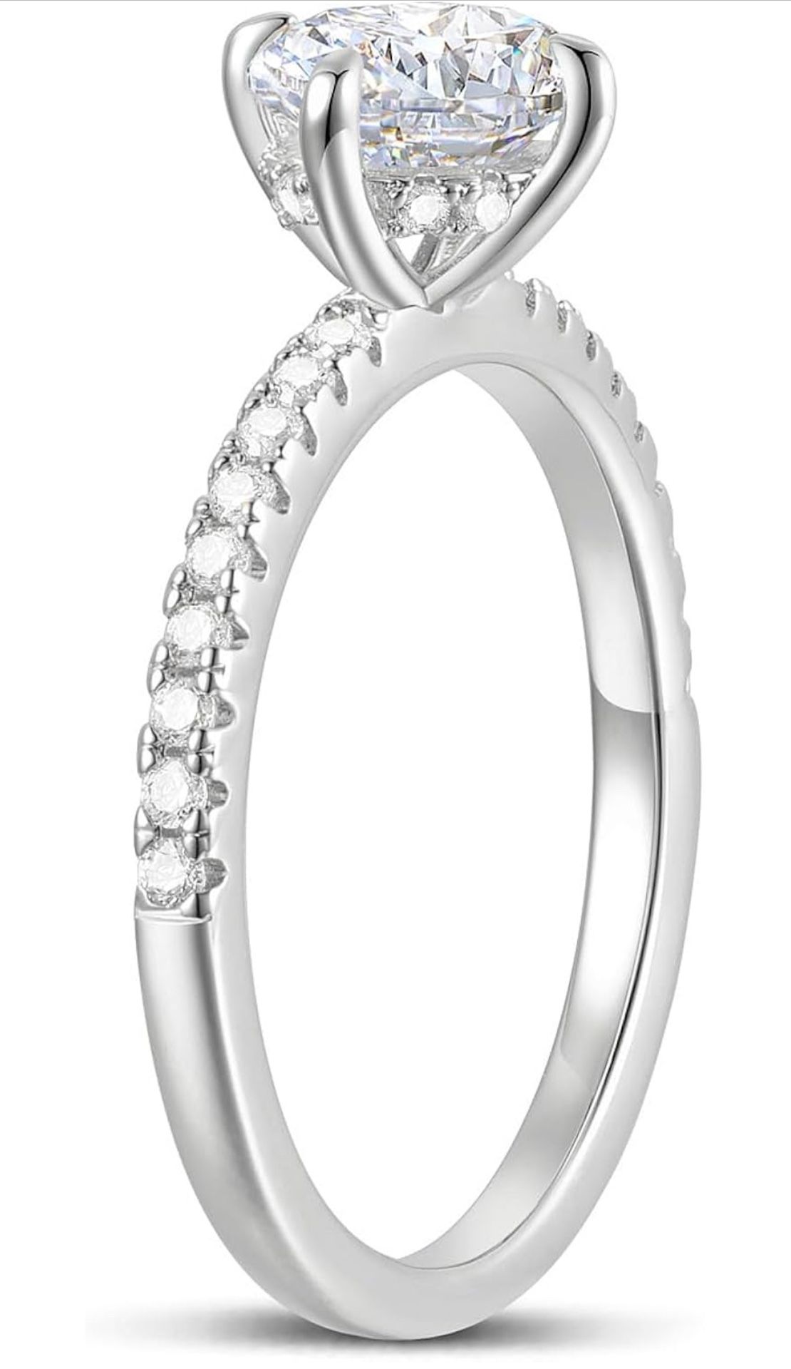 Classic 4-Prong Setting 14K White Gold Engagement Ring Size 7 1.0 CT Round Brilliant Cut Moissanite VVS Gemstone