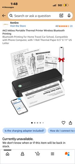 A42 Inkless Portable Thermal Printer Wireless Bluetooth Printing