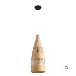 9" Vivian Handwoven Bamboo Pendant Light, Natural Rattan, E26 – Brand New