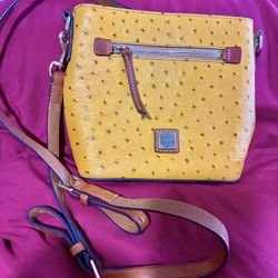 Dooney & Bourke Ostrich Emb Leather Crossbody Purse Yellow