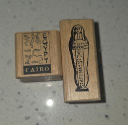 Egypt Cairo & Mummy Sarcophagus Rubber Stamps Set of 2