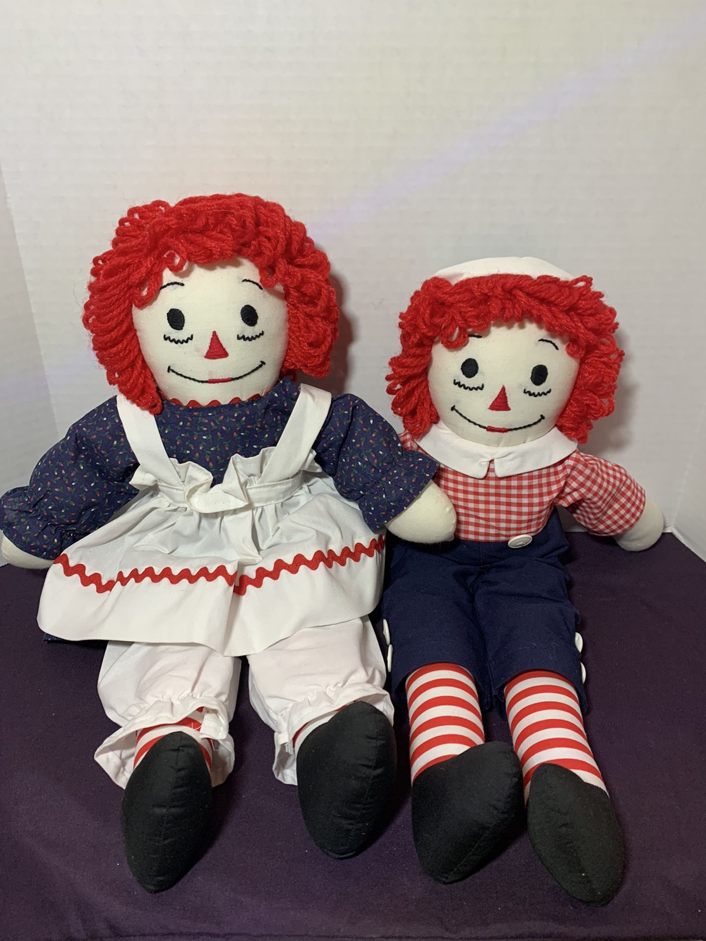 Raggedy and Andy 19” tall