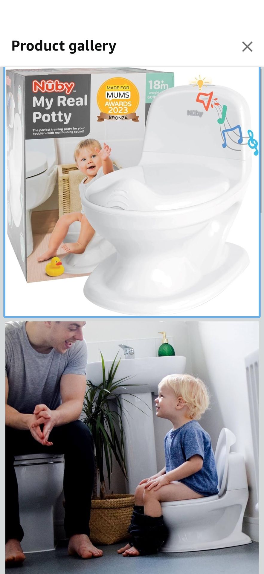 Nuby My Real Potty Training Toilet with Life-Like Flush Button and Sound - 18+ Months - White