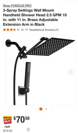Forious Pro Wall Mount Shower Head Set Black