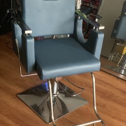 Blue Reclining Salon Chair