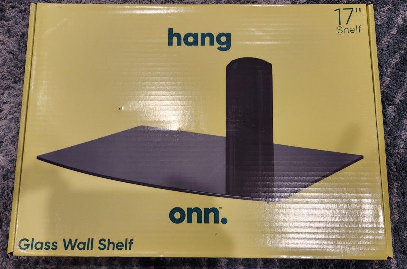 Hang onn. 17 inch Glass Wall Floating Shelf