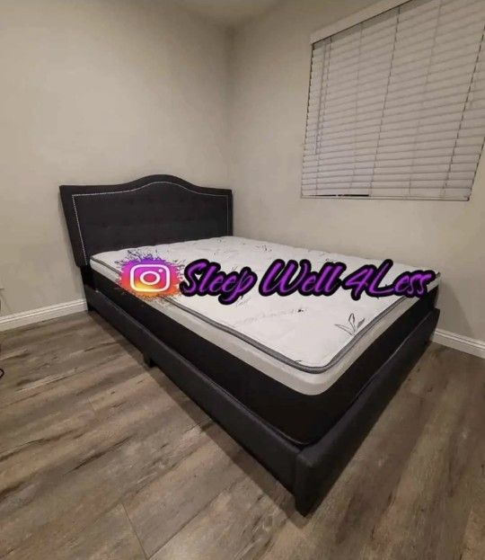 NEW QUEEN BED FRAME AND MATTRESS