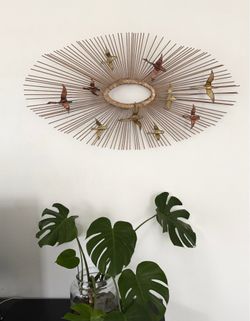 Mid Century “Birds in Flight” Brass Sunburst Wall Sculpture Curtis Jere