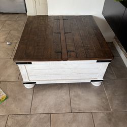 Wood coffee table with storage