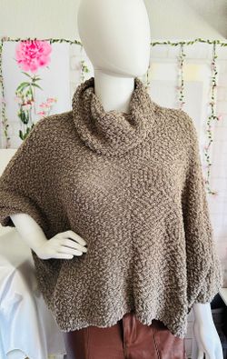 Generation K Popcorn Knit Cowl Neck Poncho Sweater