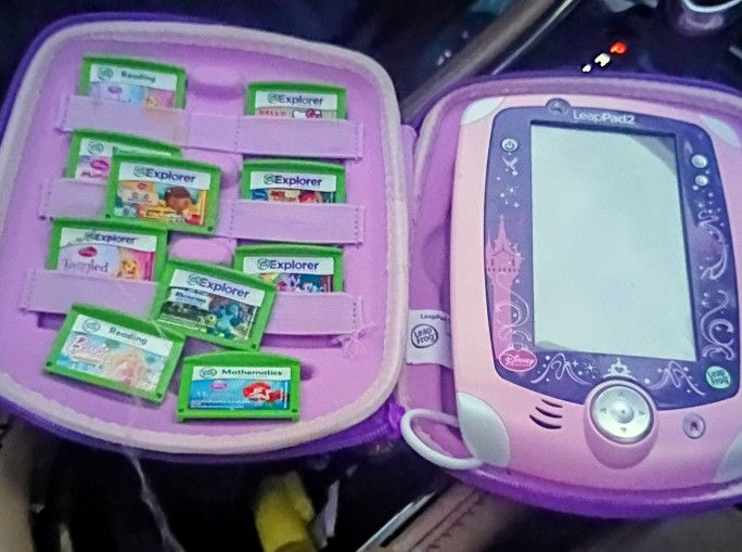 Disney princess LeapPad 2 CASE TABLET GAMES CORD STYLUS PURPLE