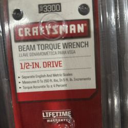 Craftsman Beam Torque Wrench 1/2” Drive Brand New 