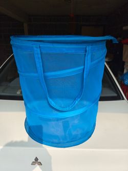 Blue Pop-Up Mesh Laundry Hamper