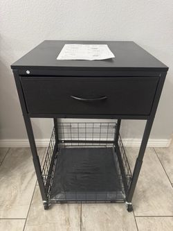 New Housolution Mini Fridge table with Storage, Height Adjustable ,Shelf, Extra Storage For Snacks & Drinks