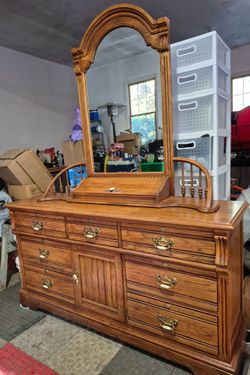 Dresser with mirror and nightstand
