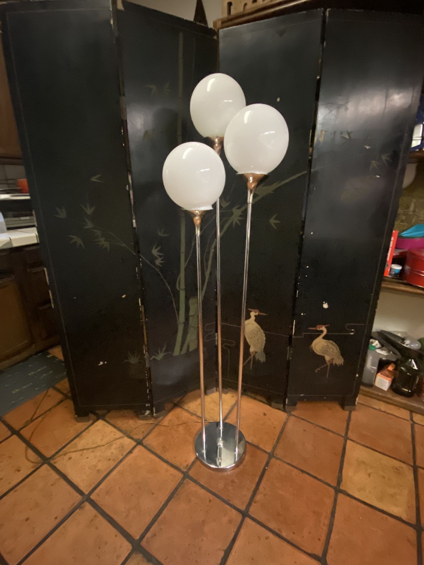 Vintage Mid Century Chrome 3 Globe Floor Lamp
