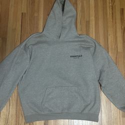 Essentials Fear of God Gray Fleece Pullover Hoodie Logo Men's Long Sleeve